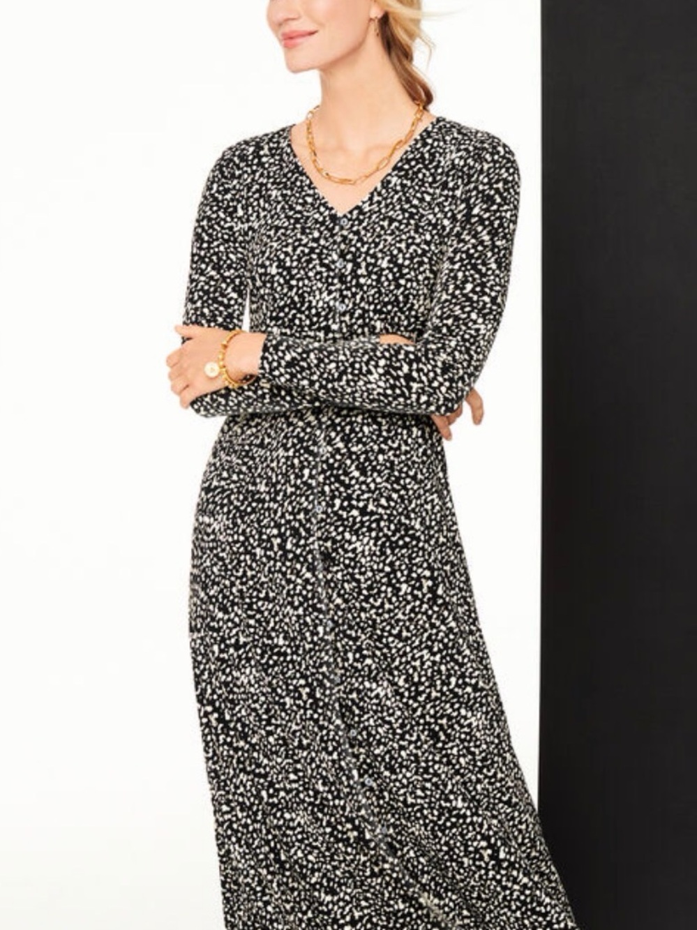 Talbots Jersey Midi Dress Abstract Dots Size Small